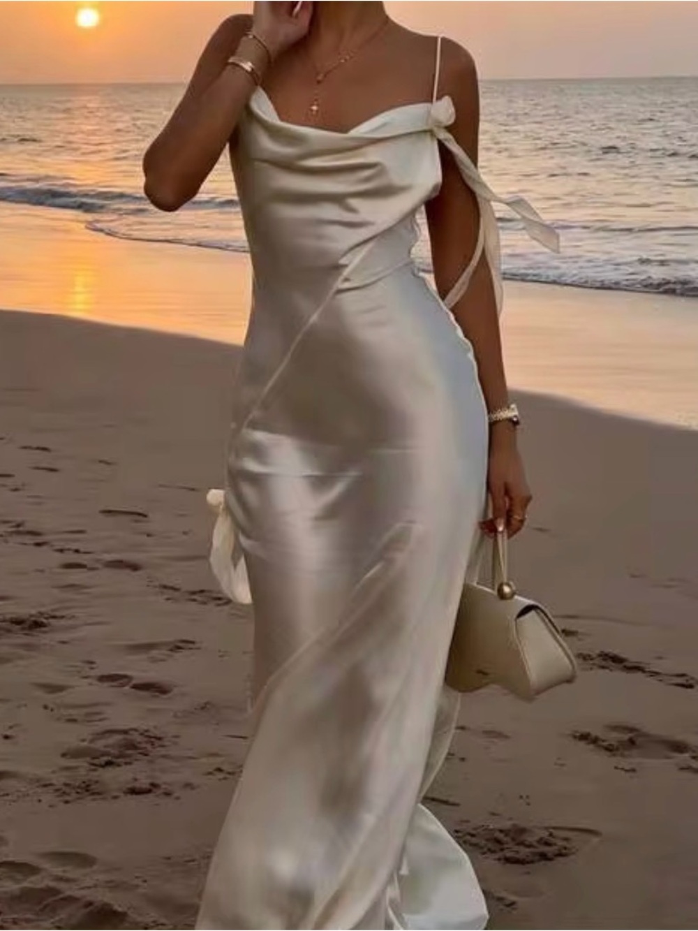 Women’s White Slip Dress with Sheer Tie Details